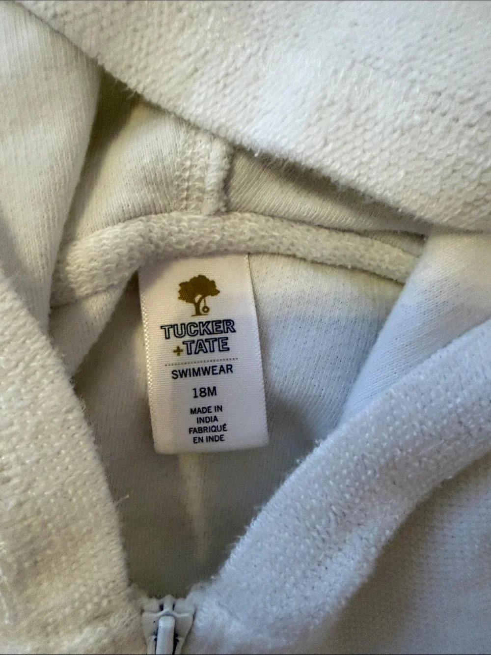 Tucker + Tate White Hooded Kids Swim Coverup Dress 18M short sleeve terry cloth